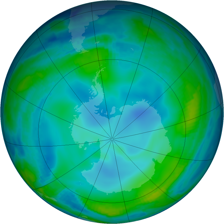 Antarctic ozone map for 11 July 1997